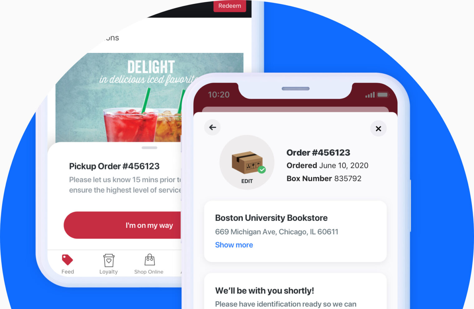 Mobile app for curbside pickup